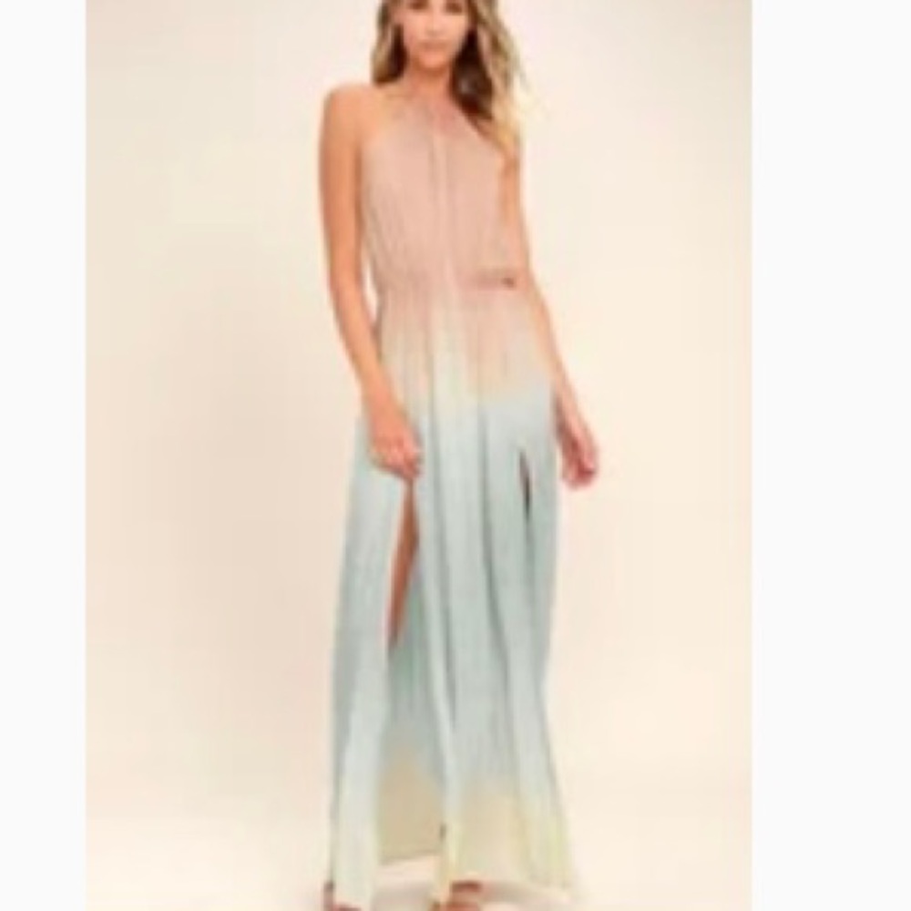 Lulu’s Sweet Sunset Blush Pink Dip-Dye Maxi Dress